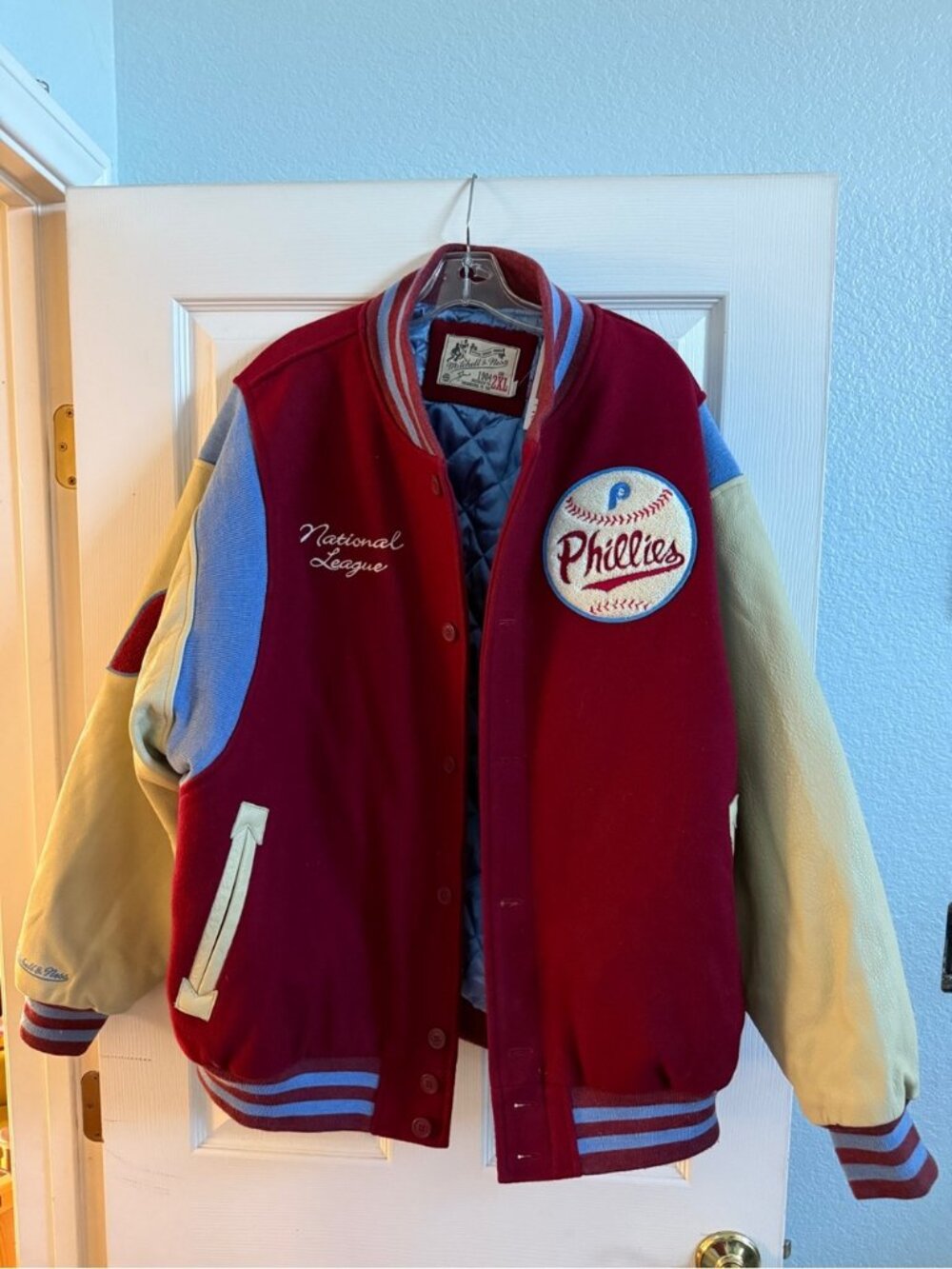 NWT Mitchell & Ness Phillies Around the Horn Varsity Jacket XXL | Wool Leather
